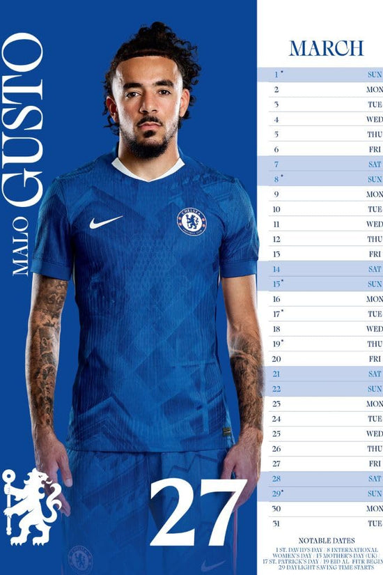 Chelsea FC A3 Calendar 2026
