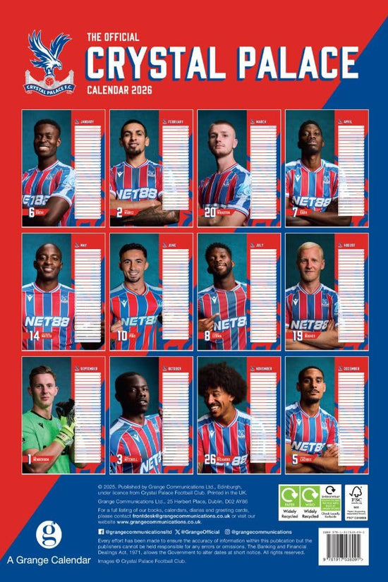 Crystal Palace FC A3 Calendar 2026