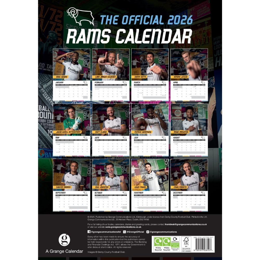 Derby County FC A3 Calendar 2026