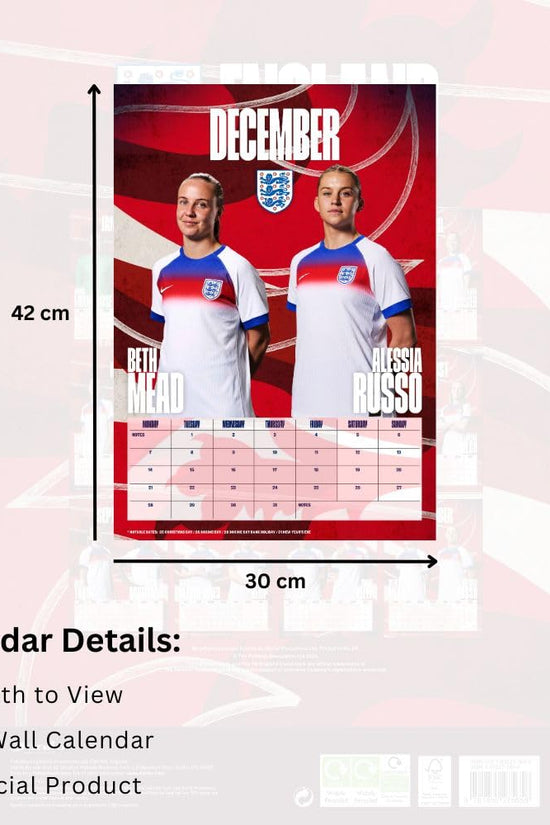 England WFA A3 Calendar 2026