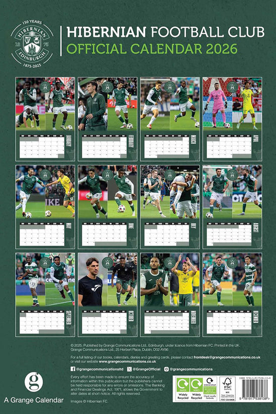 Hibernian FC A3 Calendar 2026