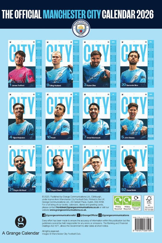 Manchester City FC A3 Calendar 2026