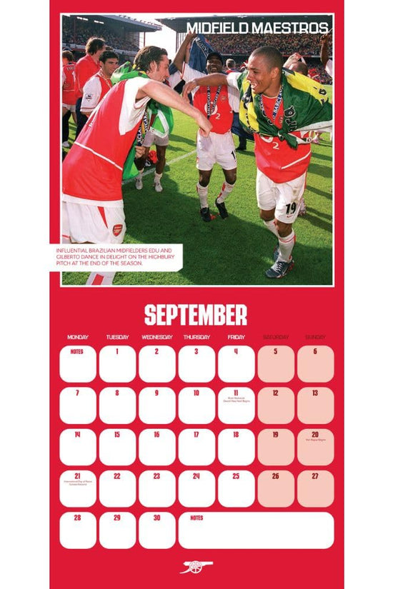 Arsenal FC Legends Square Calendar 2026