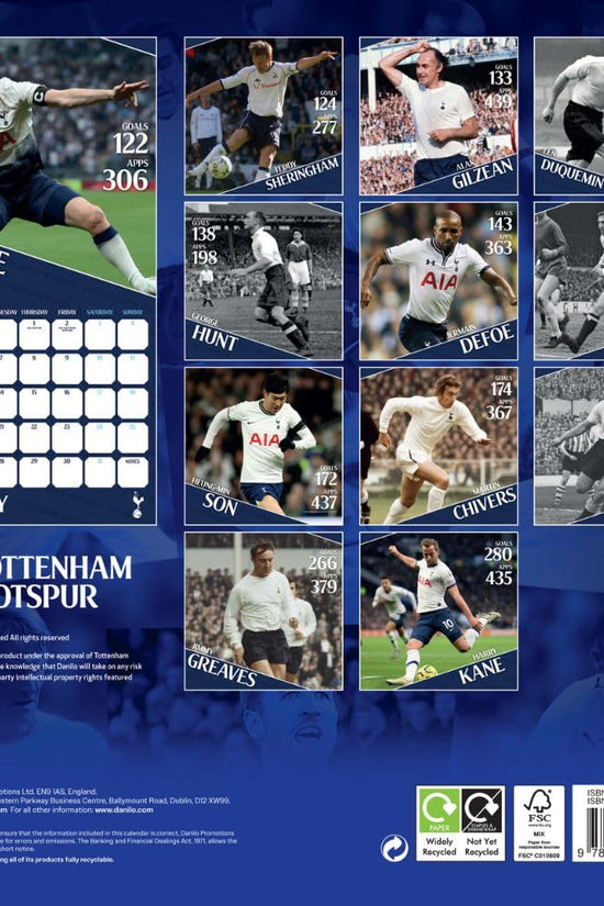 Tottenham Hotspur FC Legends Square Calendar 2026