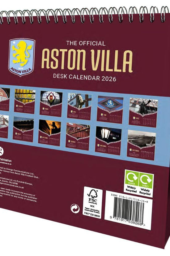 Aston Villa FC Desktop Calendar 2026