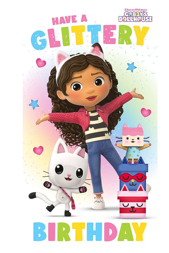 Gabby’s Dollhouse Glittery Birthday Card