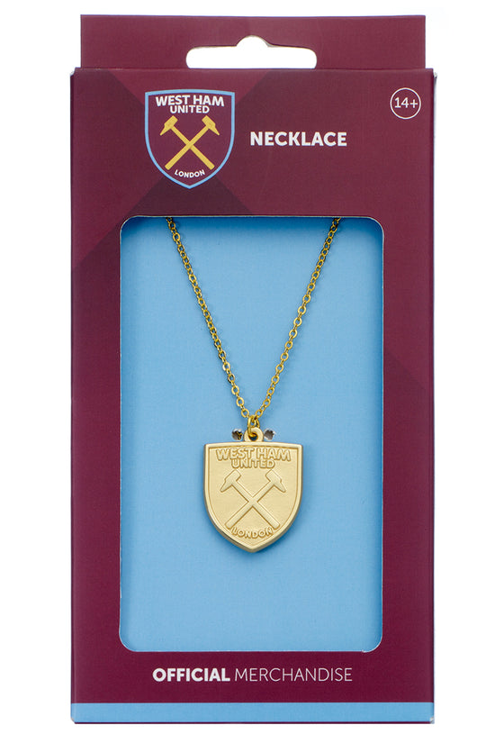 West Ham United FC Gold Finish Crest Necklace