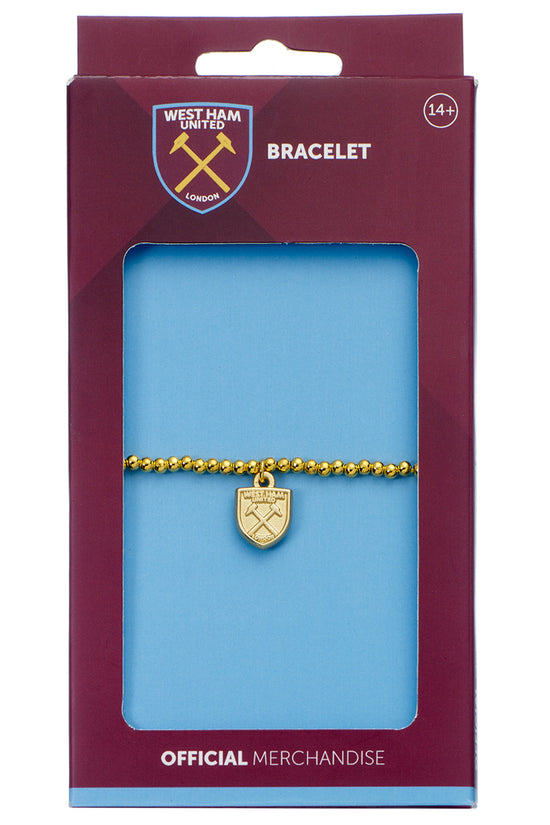 West Ham United FC Gold Finish Bead Bracelet