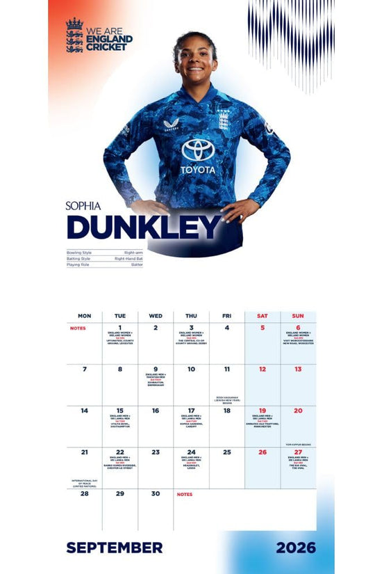 England Cricket Square Calendar 2026