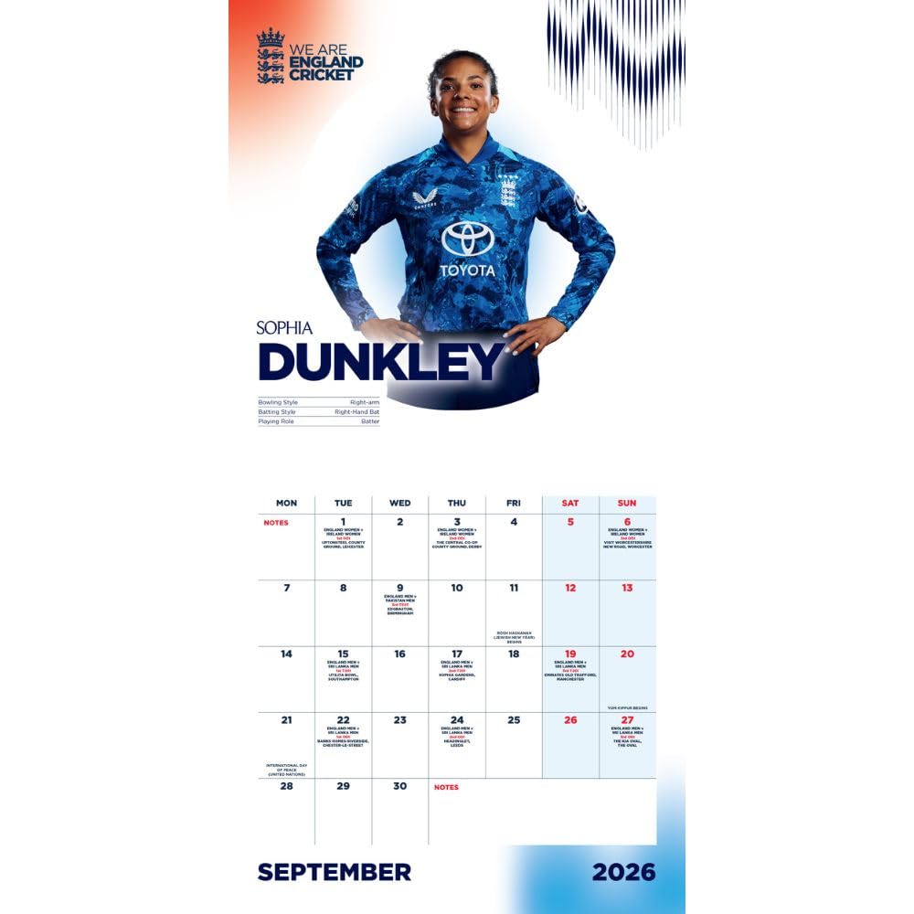England Cricket Square Calendar 2026