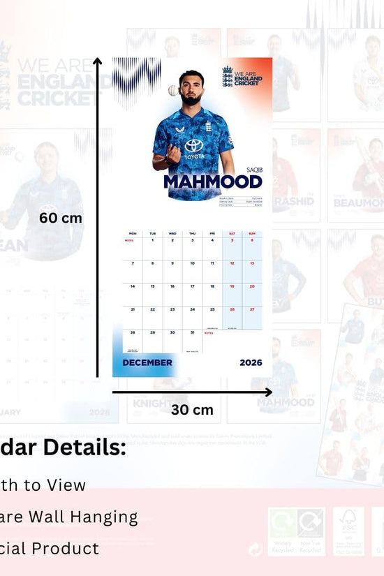 England Cricket Square Calendar 2026