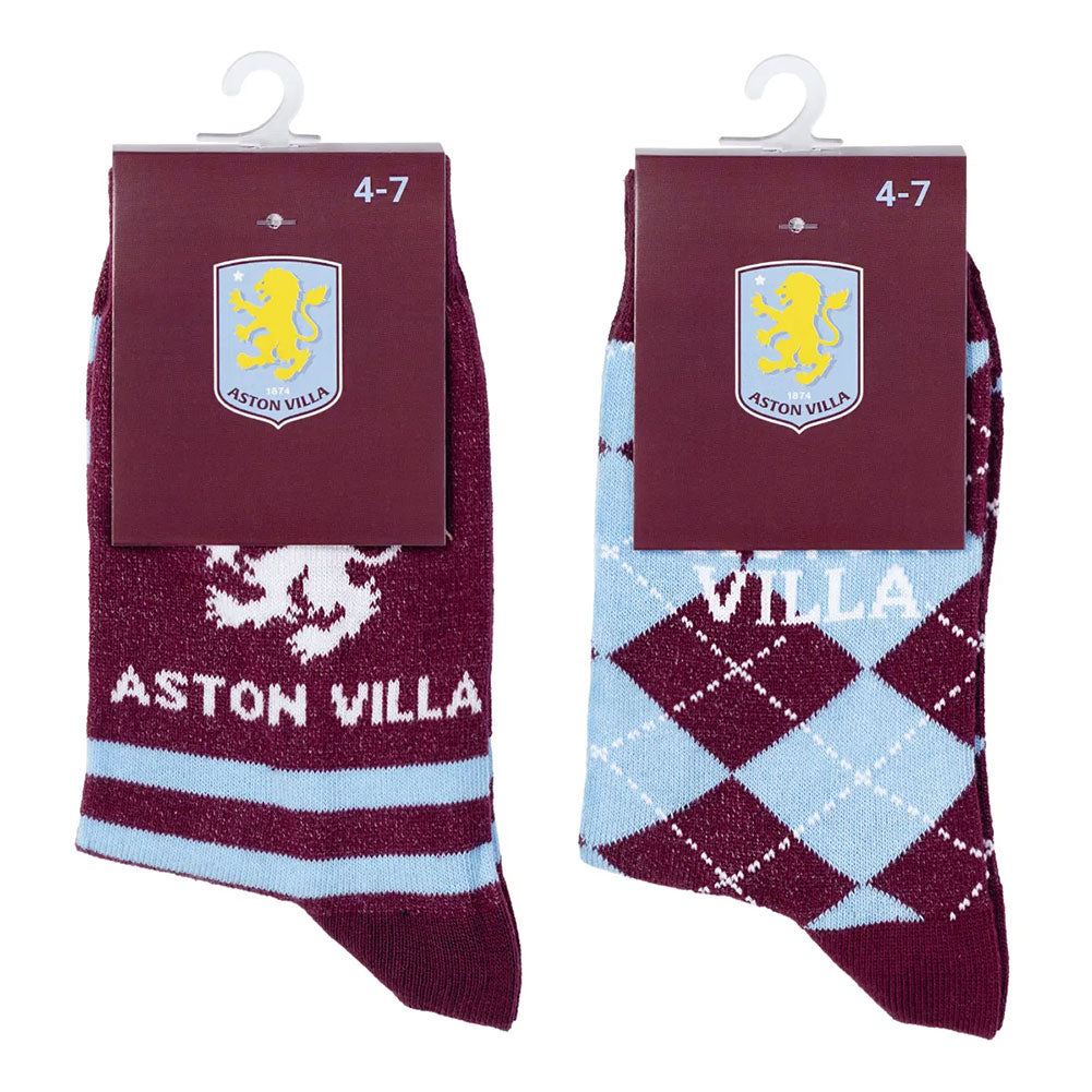 Aston Villa FC Twin Pack Dress Socks