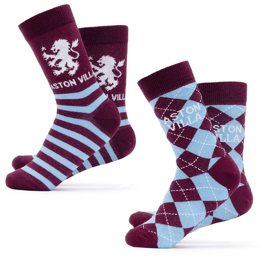Aston Villa FC Twin Pack Dress Socks