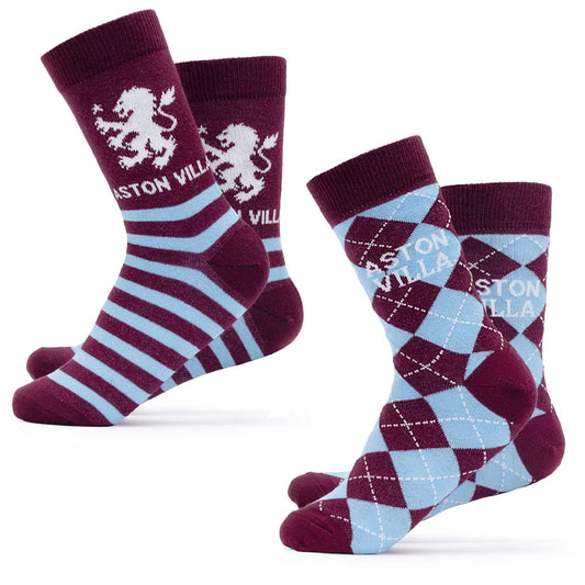 Aston Villa FC Twin Pack Dress Socks