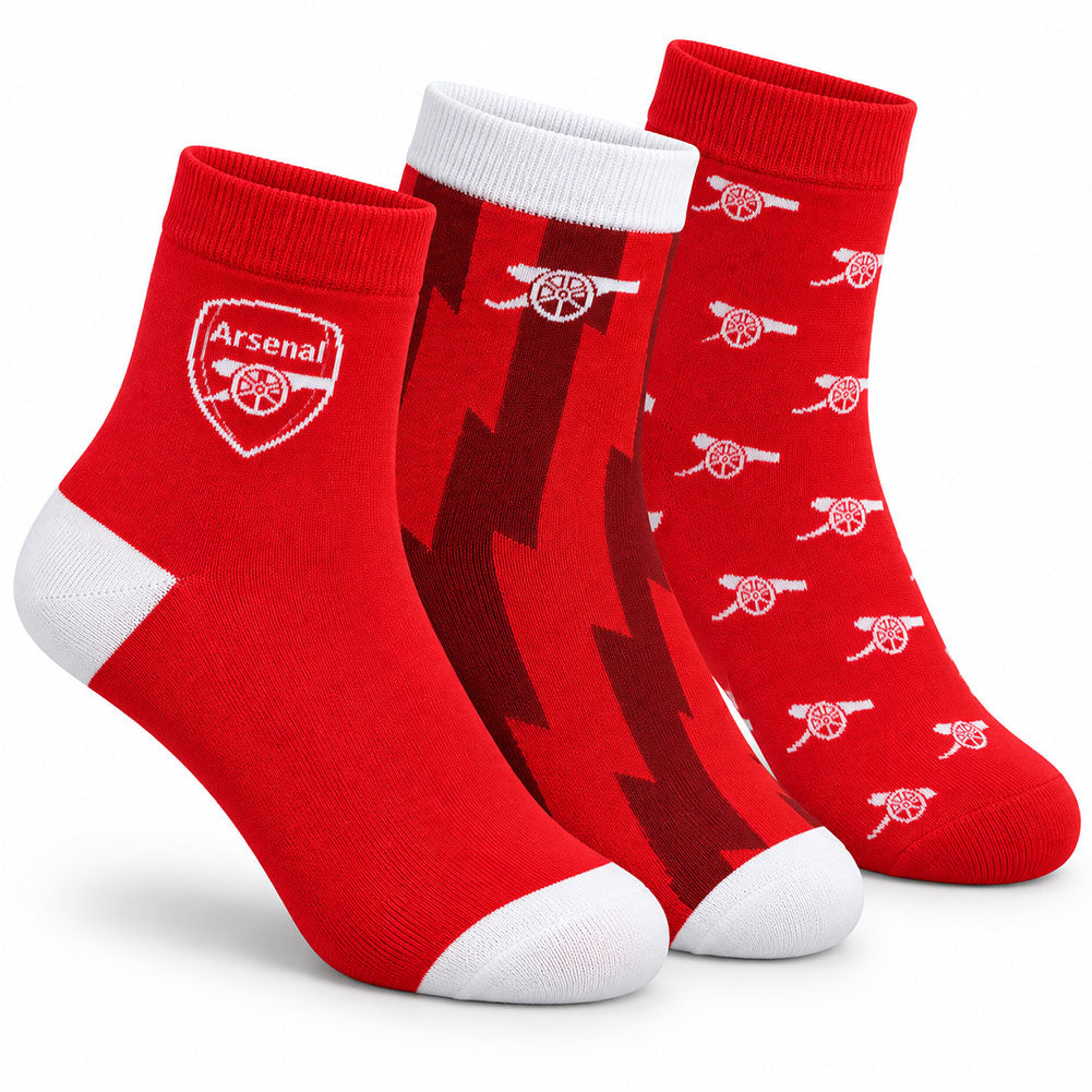 Arsenal FC 3pk Adults Fashion Socks Size 5-7