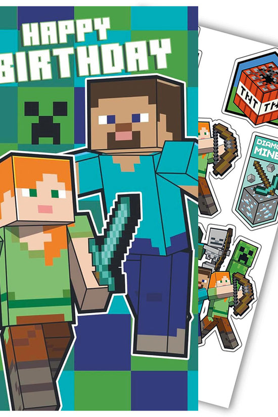 Minecraft Birthday Card With Stickers