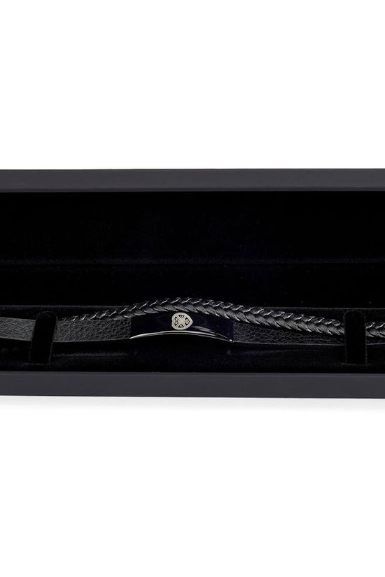 Hearts FC Black IP Leather Bracelet