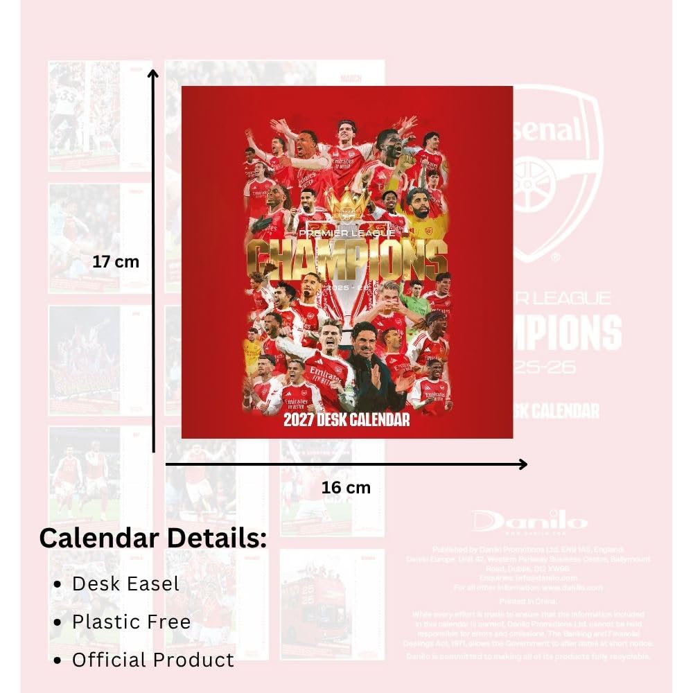 Arsenal FC Desktop Calendar 2027