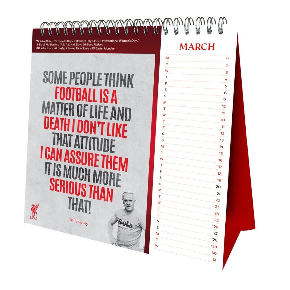 Liverpool FC Desktop Calendar 2027