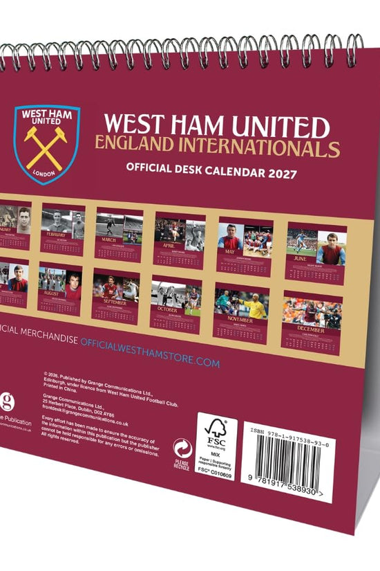 West Ham United FC Desktop Calendar 2027