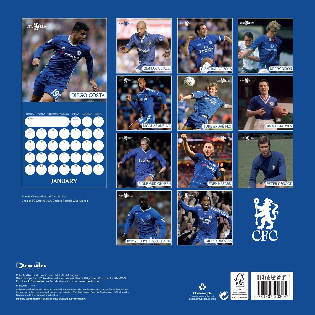 Chelsea FC Legends Square Calendar 2027