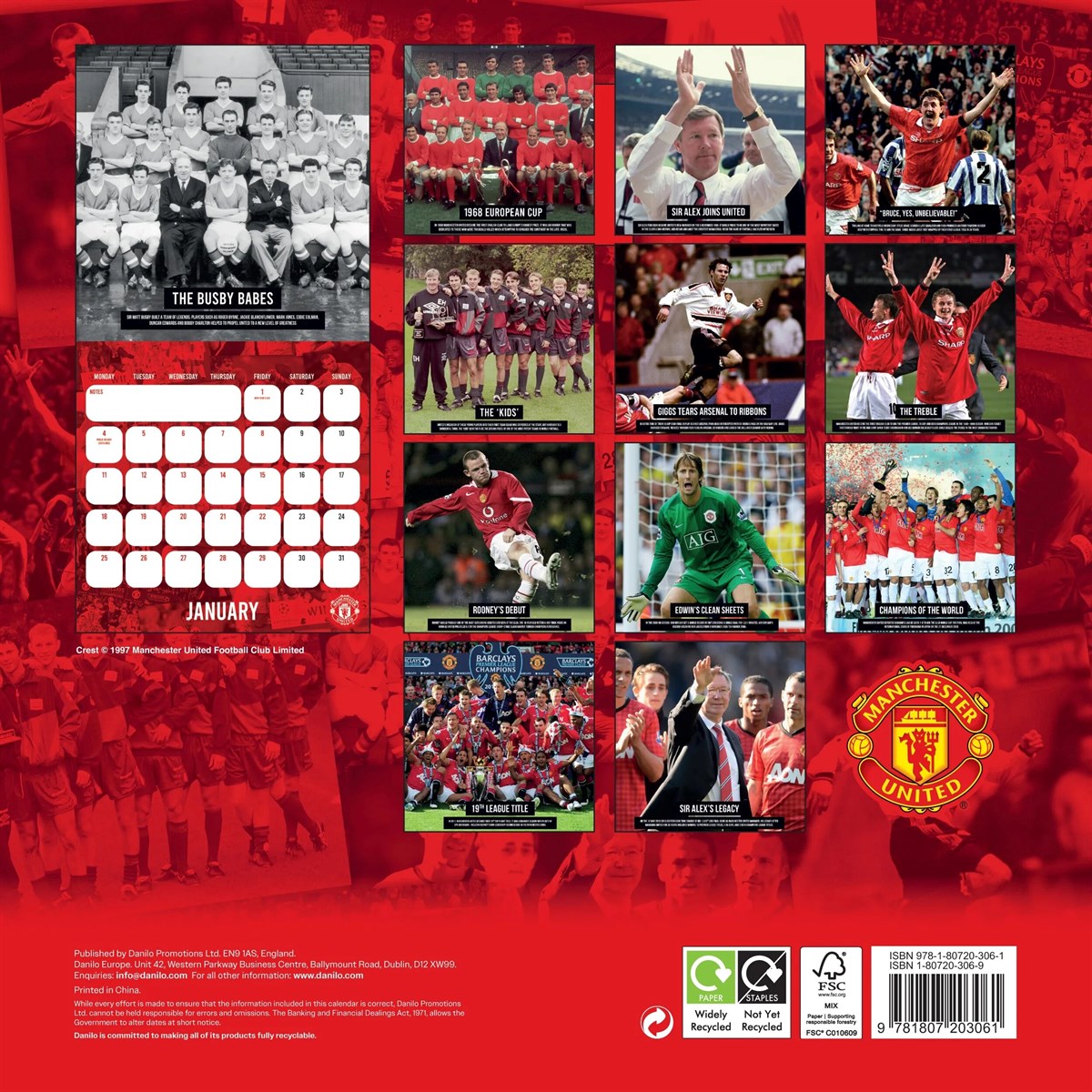 Manchester United FC Legends Square Calendar 2027