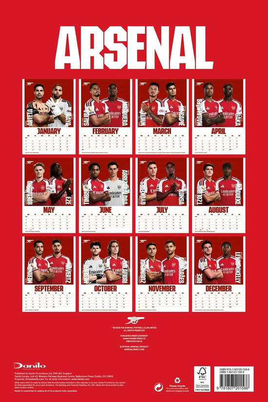 Arsenal FC A3 Calendar 2027