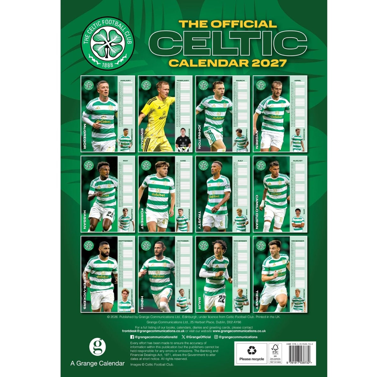 Celtic FC A3 Calendar 2027