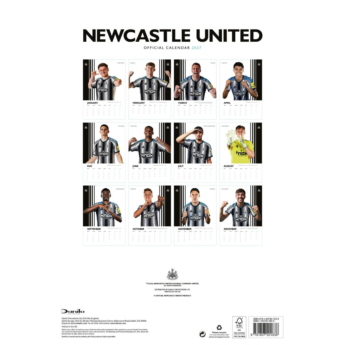 Newcastle United FC A3 Calendar 2027