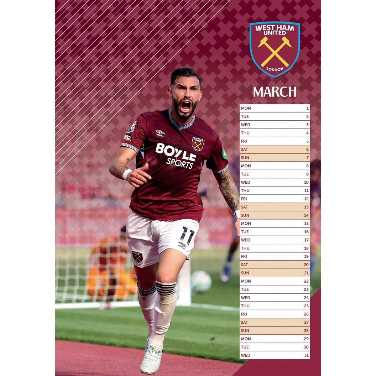 West Ham United FC A3 Calendar 2027