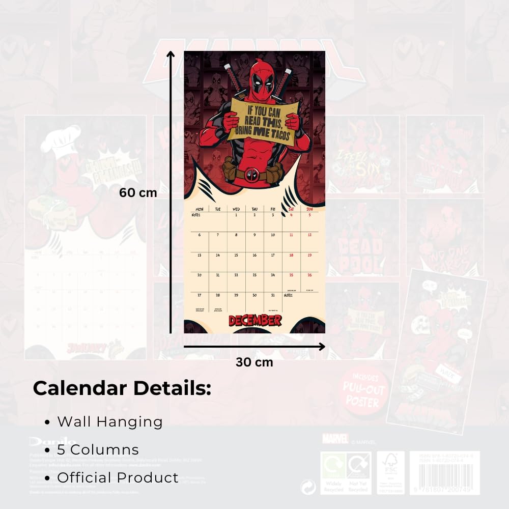 Deadpool Square Calendar 2027