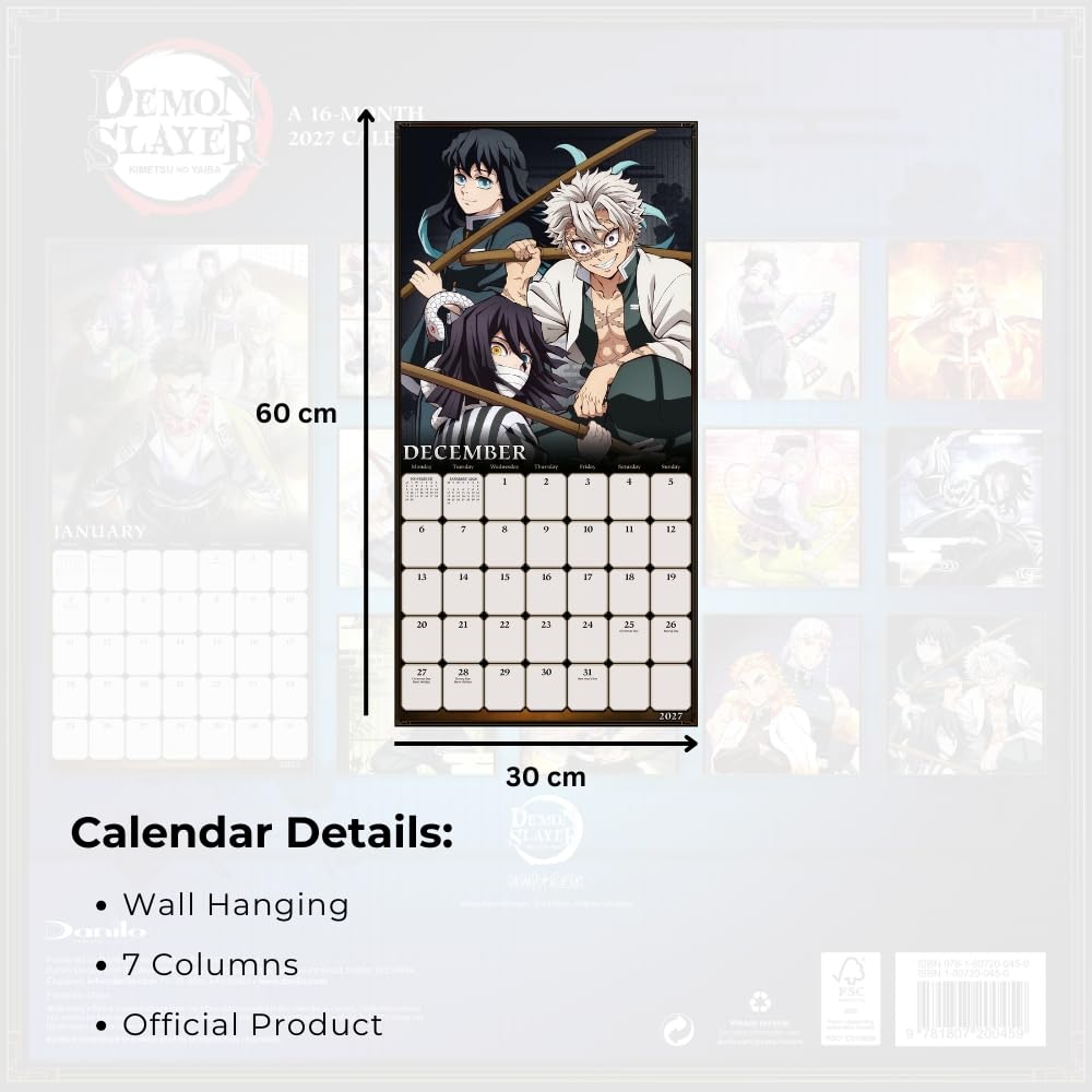 Demon Slayer Square Calendar 2027