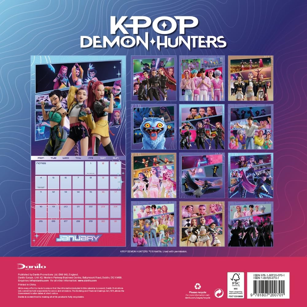 K-POP Demon Hunters Square Calendar 2027