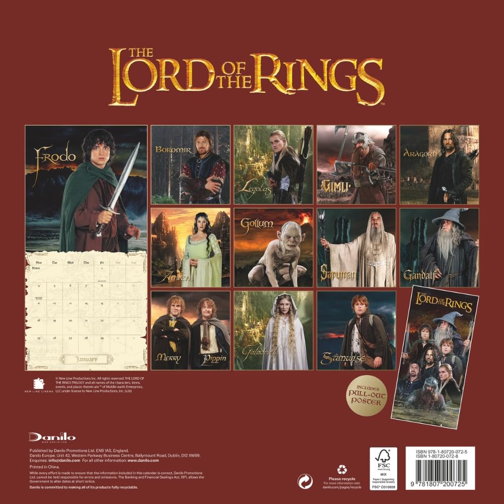 The Lord Of The Rings Square Calendar 2027