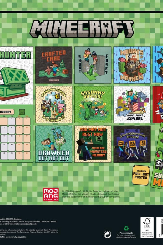 Minecraft Square Calendar 2027