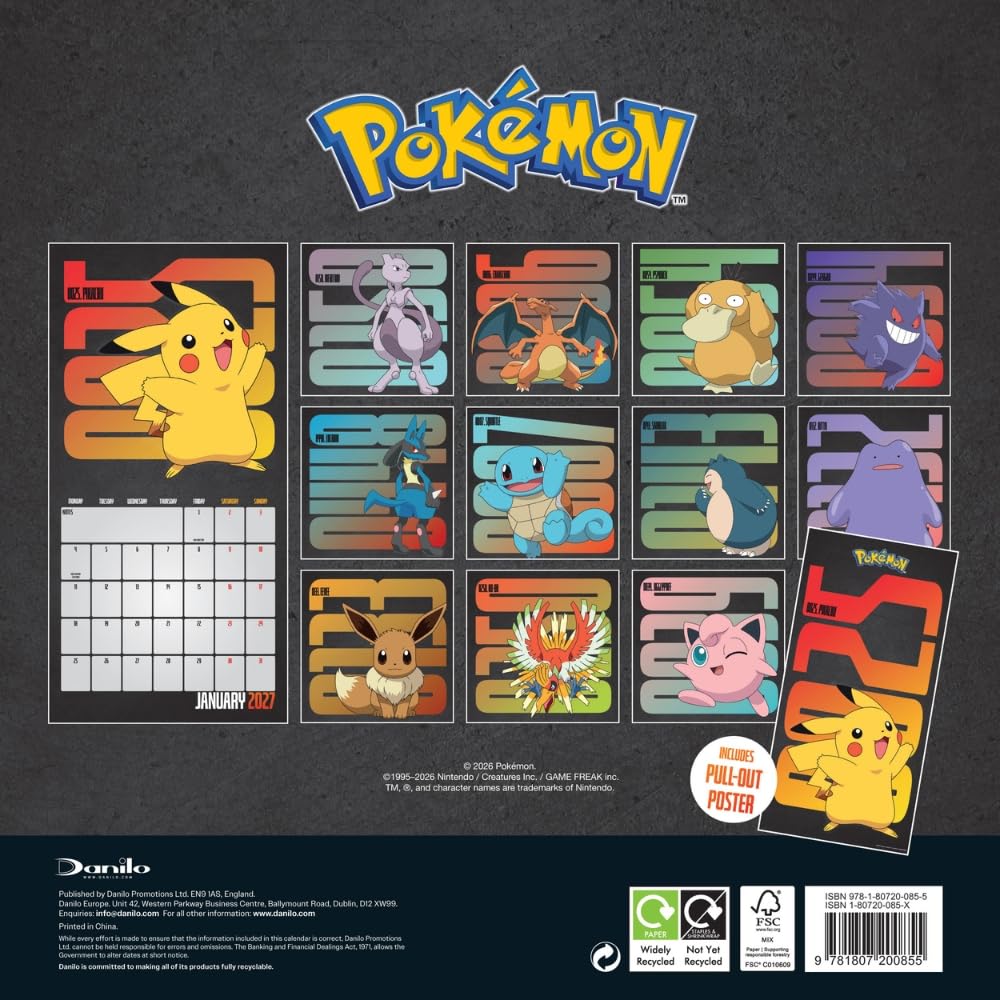 Pokemon Square Calendar 2027