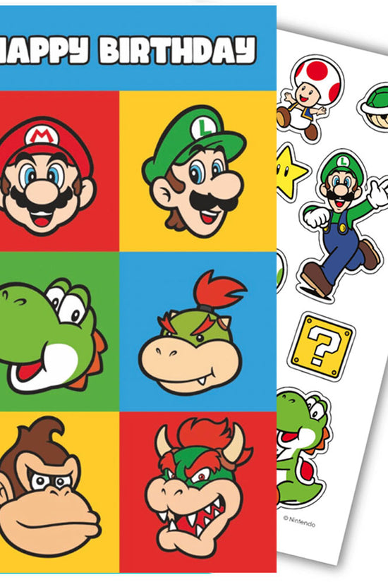 Super Mario Birthday Card With Stickers